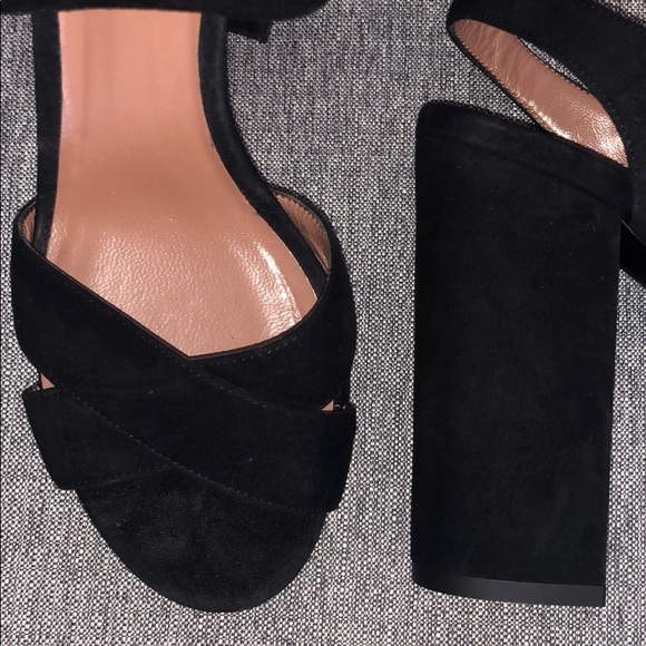 Like new black suede block heel platforms - Picture 4 of 5